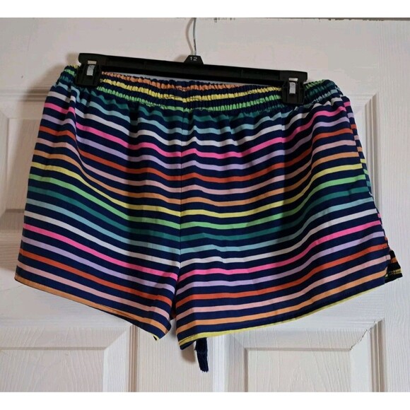 City Streets Shorts Womens Medium M Lightweight Pull On Rainbow Colors Stripes - Picture 2 of 7